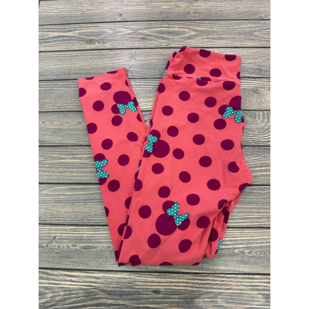 Disney Minnie Mouse Pink Polka Dot Bow Leggings One Size